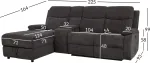Home4you Nurgadiivan PROVENCE VN 225x164xH99cm, elektriline/manuaalne recliner, tumehall
