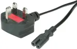 VALUE UK Netzkabel auf Euro-Flachstecker C7, 2pol., schwarz, 1,95 m
