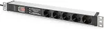 Digitus 19" power strip with aluminum profile, 5-fold, 1U (black/aluminum, 2 meter cable, switch, surge protection, line filter, Type-C plug)