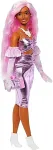 Mattel Barbie Fashionistas Deluxe Style Doll #1 in Glossy Pink Barbiecore Dress with Velvet Gloves, Pink Hair