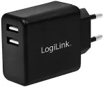 Toiteplokk LOGILINK USB-A charger, 12 W, 2-port, 2x USB-A, Black