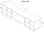 Cama MEBLE RTV cabinet POLO 200x33x50.5 white + fireplace black