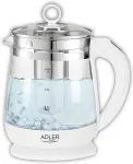Veekeetja Adler | Kettle | AD 1299 | Electric | 2200 W | 1.5 L | Glass | 360&deg; rotational base | White