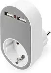 Digitus Universal USB Plug-in Charger with 2 x USB-A Sockets and Integrated Socket
