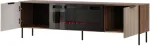 Cama MEBLE ALMERA TV cabinet 180.5x42x52.5 walnut/cashmere + black fireplace