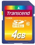 M&auml;lukaart TRANSCEND SD Card 4GB SDHC Class10