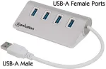 Manhattan Hub 4-Port 4xUSB3.0 Alu Strom: USB