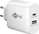 Goobay USB-C PD dual fast charger 45 watts (white, 1x USB-A, 1x USB-C PD, GaN technology)