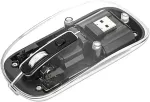 Hiir Manhattan Funkmaus USB-A 4Tasten RGB LED schwarz transparent