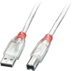Lindy USB 2.0 Kabel Typ A/B transparent M/M 5m