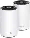 TP-LINK Technologies Wireless Router|TP-LINK|Wireless Access Point / Router|2-pack|5400 Mbps|Mesh|Wi-Fi 6e|2x10/100/1000M|1x2.5GbE|LAN \ WAN ports 3|Number of antennas 4|DECOXE75PRO(2-PACK)