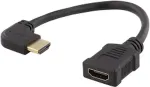 DELTACO Flexible HDMI adapter, 0,2m, left-angled, HDMI M/F, UHD black / HDMI-21C
