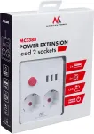 Maclean Power strip 2 sockets MCE387 W 3xUSB, 110-240V AC 50/60Hz, 2.1A max 2500W, 1.5m white