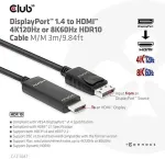 Club 3D CAC-1087 DisplayPort 1.4 to HDMI 3m Sort