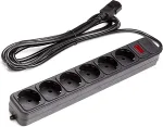 NONAME UPS-Rated Extension Cord 3m, 6 sockets, with switch black