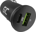 GREEN CELL GC PowerRide Nano38 38W 6A 1x USB-C 1x USB-A car charger
