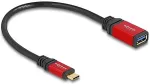 DELOCK USB 10 Gbps Adapter USB Type-C Stecker zu USB Typ-A Buchse 15cm rot Metall