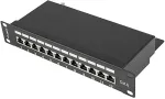 LANBERG PATCH PANEL 12PORT 1U 10" CAT.6 FTP SHIELDED BLACK