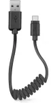 Sbs Lade-/Datenkabel USB-A auf USB-C 17cm bis 50cm Spiralkabel schwarz