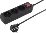 PREMIUMCORD Extension cord 230V 2m 3 sockets, off, black