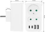Maclean Current socket x2 + 4xUSB , splitter with 2 sockets, 2xUSB A, 2xUSB C PD 20W, 1x16A + 1x6A, MCE249 F/W