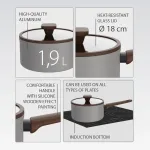 Maestro 18cm saucepan with lid, 1.9L MR-1211-18S grey
