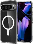 Spigen Kaitse&uuml;mbris Ultra Hybrid (MagFit), Google Pixel 9 Pro, l&auml;bipaistev valge MagSafe ringiga,