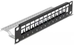 DELOCK 10" Keystone Patchpanel 12 Port mit Entlastungsschiene 1 HE schwarz