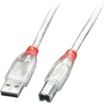 Lindy 3m USB 2.0 Typ A an B Kabel, transparent USB TYp A Stecker an B Stecker High/Full/LowSpeed (41754)