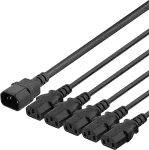 DELTACO IEC C14 kuni 5x IEC C13 toitekaabel, 3m, 10A / 250V, Y-Splitter, b