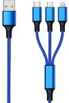 2GO USB 3in1 Ladekabel Micro-USB/Lightn/USB-C Nylon 150cm bl