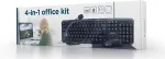 Klaviatuur GEMBIRD | 4-in-1 Multimedia office set | KBS-UO4-01 | Keyboard, Mouse, Pad and Headset Set | Wired | Mouse included | US | Black