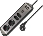 Brennenstuhl estilo corner power strip 4-way (black/stainless steel, 2x USB)