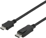 DELTACO DisplayPort kuni HDMI kaabel, 4k@30Hz, 1m, svart
