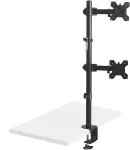 Maclean MC-967 Double Vertical Monitor Desk Mount Screen Holder max VESA 100x100, 13-27", 2x 9kg Powder Coated Tilting Rotating Adjustable