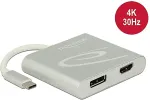 DELOCK USB C > Adapter Splitter 1 x HDMI 1 x DP Buchse DP-Alt Mode