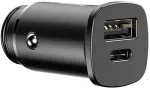 NONAME Baseus Fast car charger USB/USB-C QC 30W black