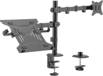 Brateck LDT66-C024ML monitor mount, one articulated arm + one laptop mount side by side on a rod