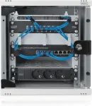 Digitus | 6U Wall Mounting Cabinet | DN-10-05U-1 | Safety class rating IP20; 200&deg; door opening angle; Lockable safety-glass door; 254 mm (10") profile rails mounted on the front side inside of the cabinet, galvanized; 254 mm (10") profile rails are a ...