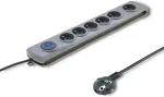 UPS QOLTEC Surge protector Quick Switch 6 sockets 1,8m gray