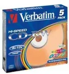 Toorikud VERBATIM 1x5 CD-RW 80 / 700MB 10x Speed, Colour, Slim