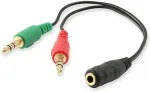 EQUIP Audiokabel Splitter 3.5mm->2x3.5mm Bu/St gr&uuml;n/rot Polybeutel