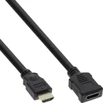 INLINE HDMI cable, High Speed HDMI Cable, M/F, black, golden contacts, 2m