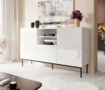 Cama MEBLE ABETO chest of drawers on black steel frame 150x42x90 white/gloss white