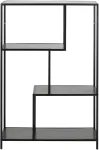 Home4you Riiul SEAFORD 77x35xH114cm, 3x, riiulid: must saare melamiin, raam: must metall
