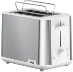 Braun Toaster PurShine HT 1510 WH (stainless steel/white, 900 watts, for 2 slices of toast)