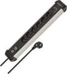 Brennenstuhl Premium-Alu-Line 6-way power strip, 2x USB black/aluminum, 3 meter cable, USB-A, USB-C, with safety switch