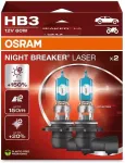 OSRAM Bulb (Set of 2) HB3 12V 60W P20D Up To 150m. Light Beam Length, Up To 150% More Brightness, Up To 20% Whiter Light Night Breaker Laser, White