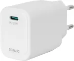 DELTACO USB-C wall charger , 1x USB-C PD 20 W, PPS 25 W, white / USBC-AC158 / 1903356