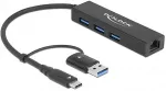 Delock 3 Port USB 3.2 Gen 1 Hub + Gigabit LAN mit USB Type-C oder USB Typ-A Anschluss